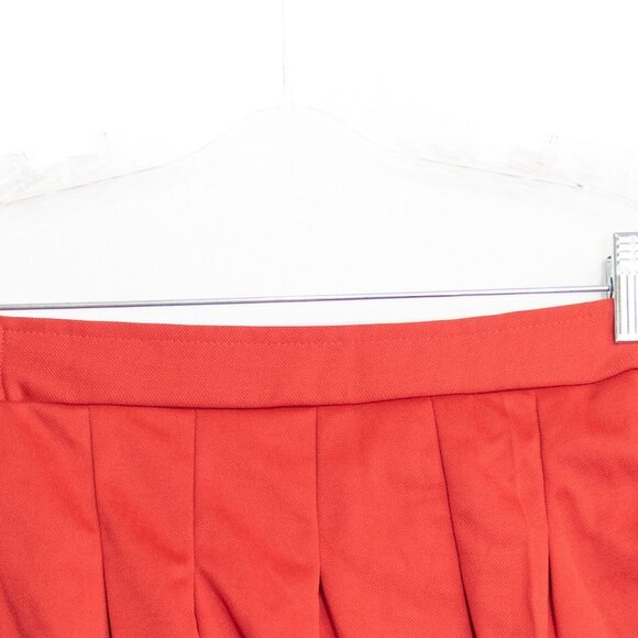 Vintage-Inspired Size ADXL Red Pleated Mini Skirt With White Stripes & Elastic - Picture 6 of 8